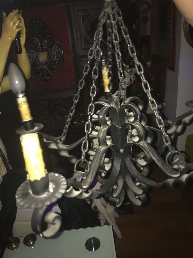 LÁMPARA DE HIERRO FUNDIDO DE VELAS VINTAGE