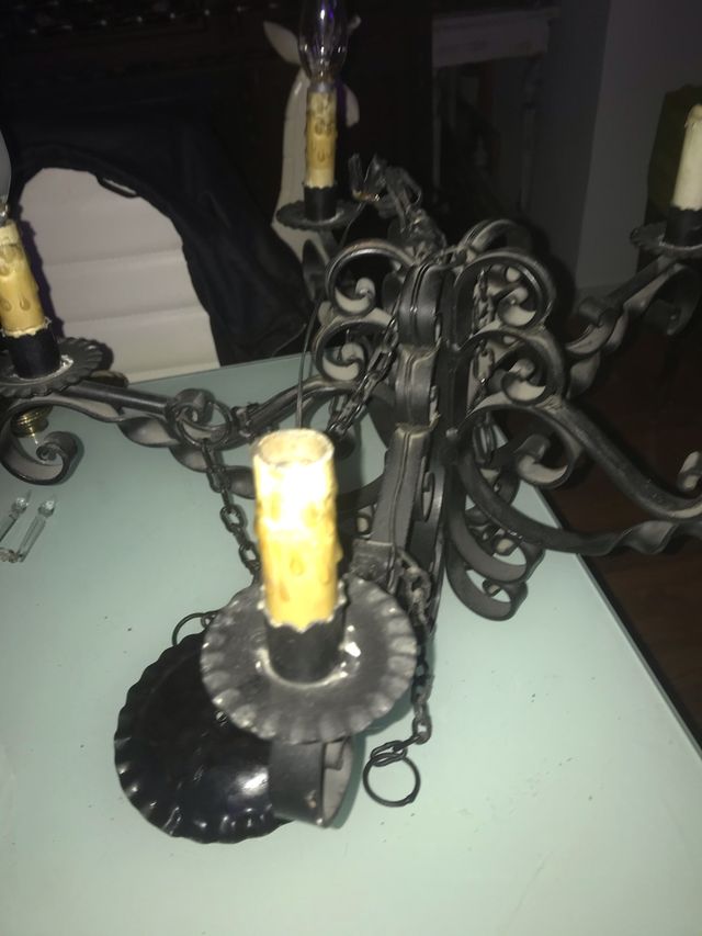 LÁMPARA DE HIERRO FUNDIDO DE VELAS VINTAGE