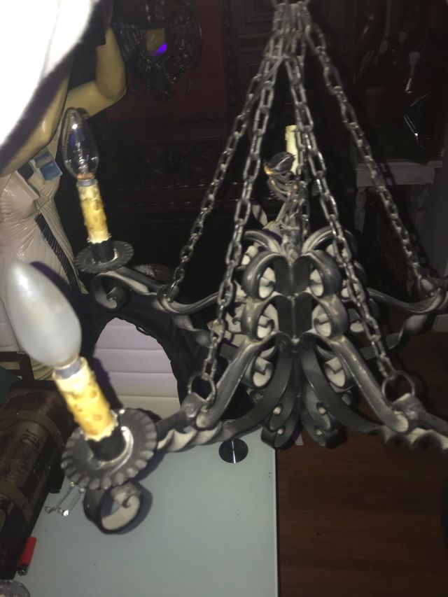 LÁMPARA DE HIERRO FUNDIDO DE VELAS VINTAGE