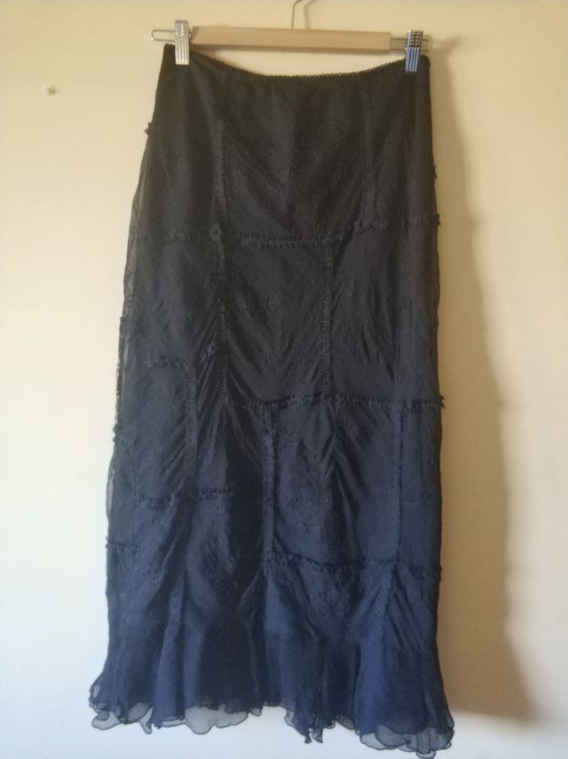 Falda Larga Negra gasa Adolfo Domínguez