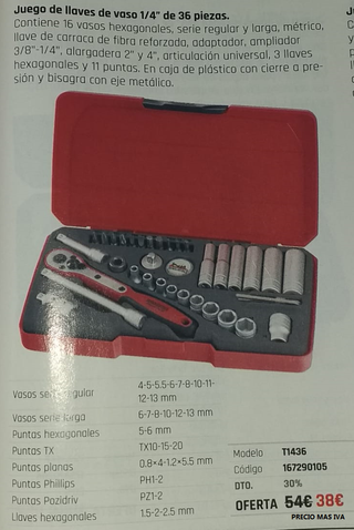 Tengtools Llaves de vaso hexagonales 3//8 11 mm