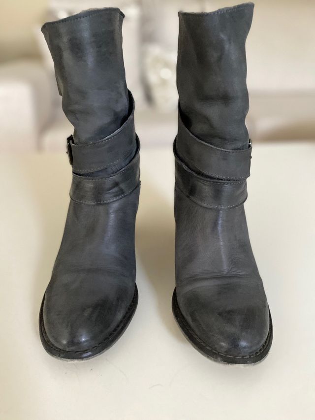 Botín italiano Vivian, de piel, gris, talla 37