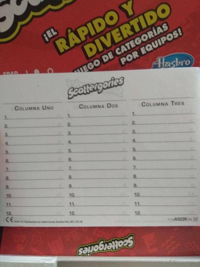 Juego mesa Scattergories. Nuevo