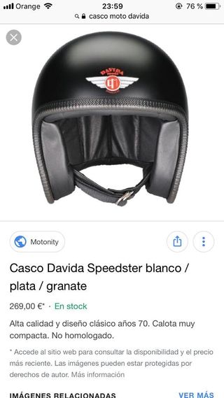 Casco Davida Speedster blanco plata granate Casco Davida Speedster blanco plata granate