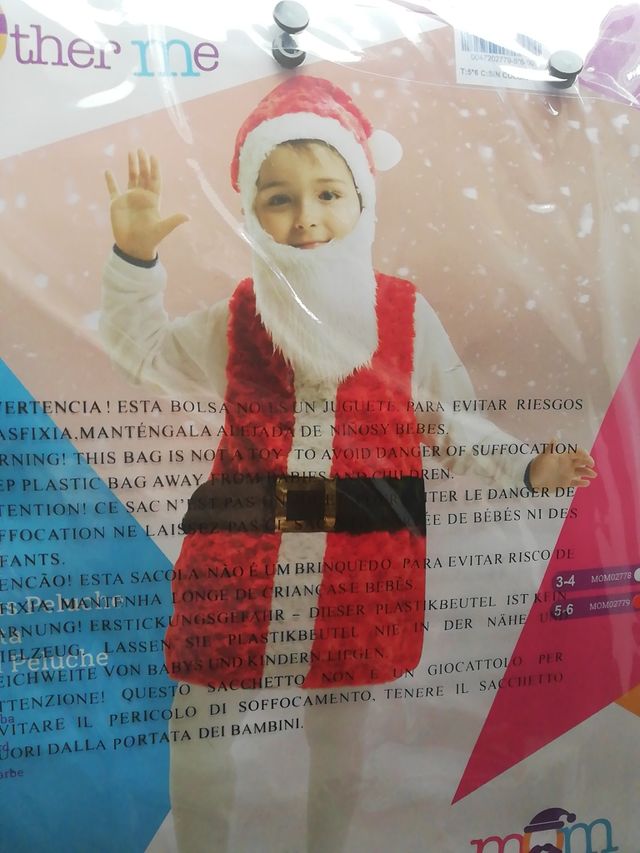 disfraz Papá Noel, peluche