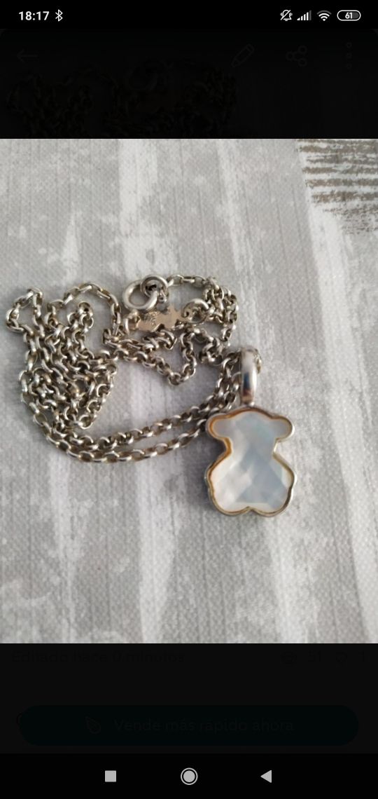 colgante tous oso nacar y cadena