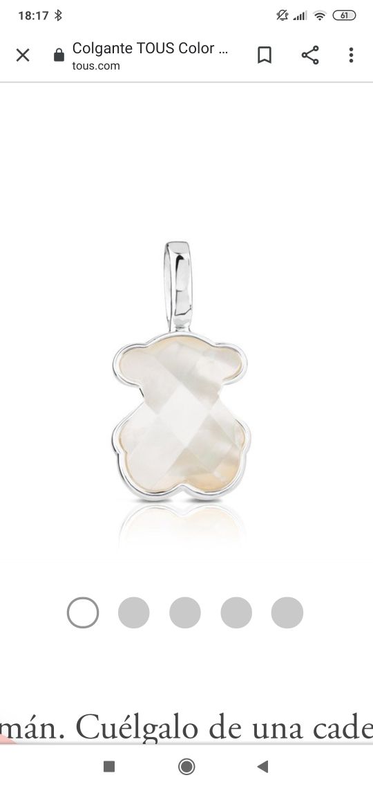 colgante tous oso nacar y cadena