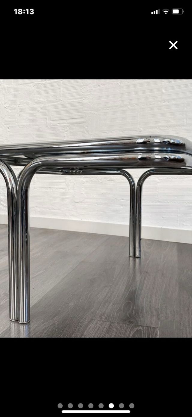 Mesa de centro cromada años 70 mas cuatro taburete