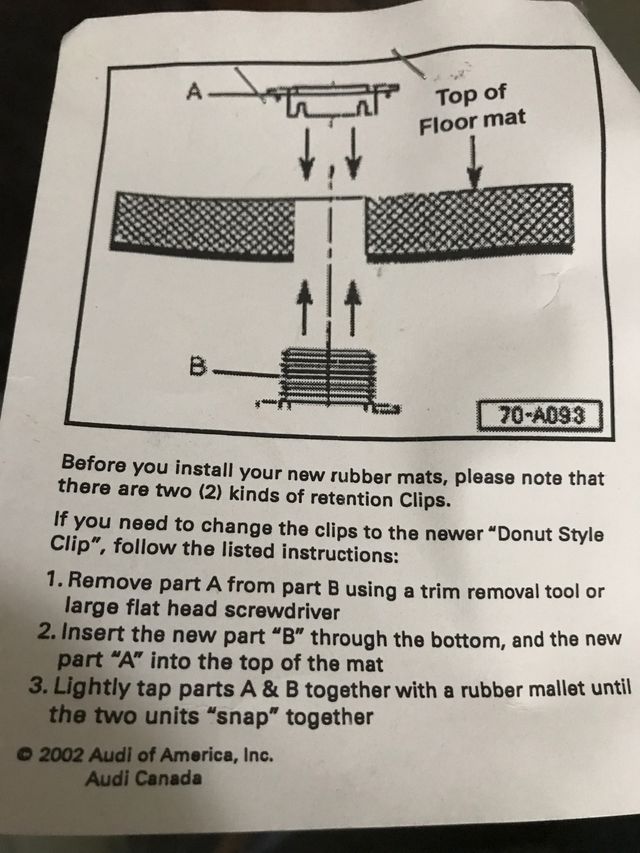 Juego sustitución anclaje alfombrillas vw golf