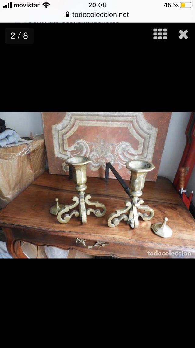 Morillos de chimenea en bronce dorado de segunda mano por 180 € en