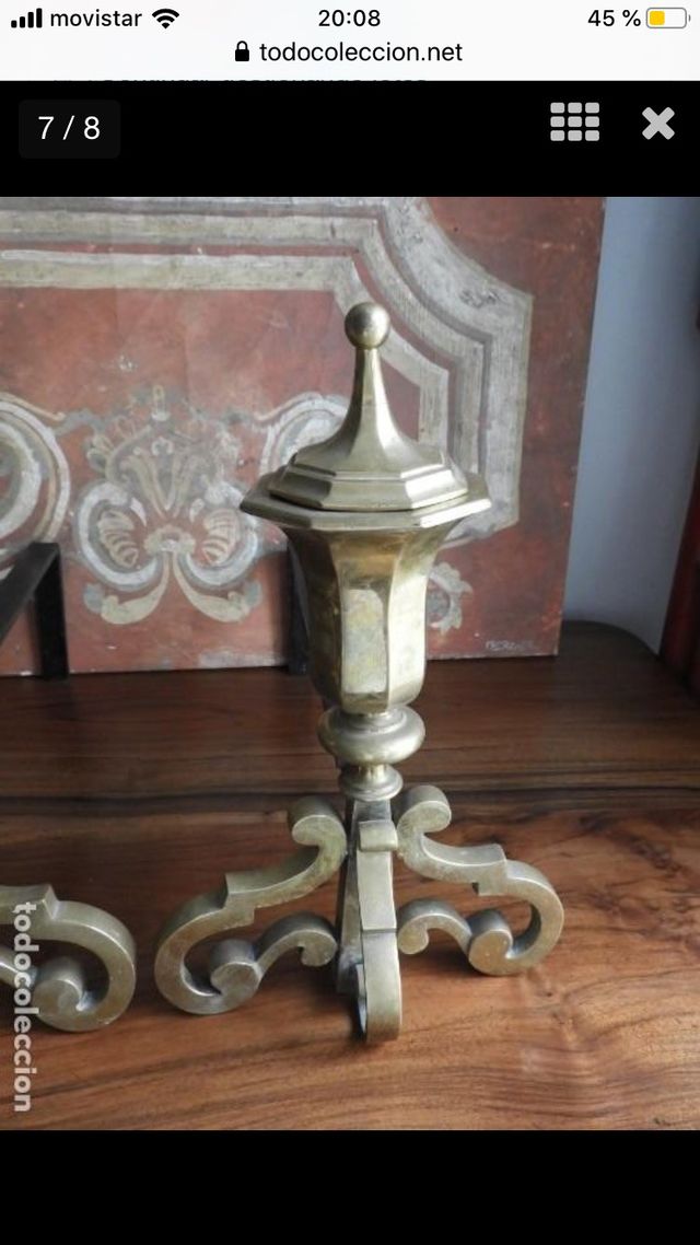 Morillos de chimenea en bronce dorado de segunda mano por 180 € en