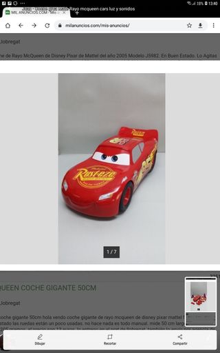 coche rayo mcqueen 50 cm