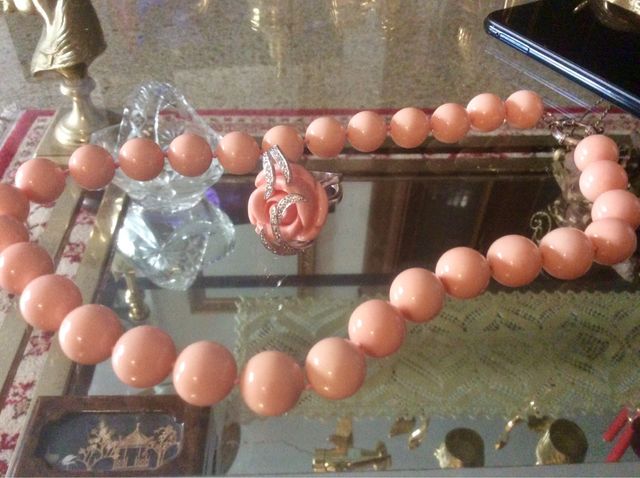 Juego collar y anillo de plata.