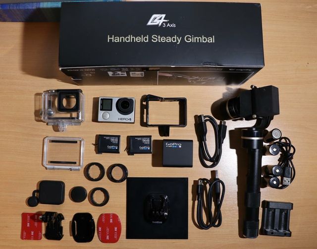 GoPro hero 4 cámara  + estabilizador + accesorios