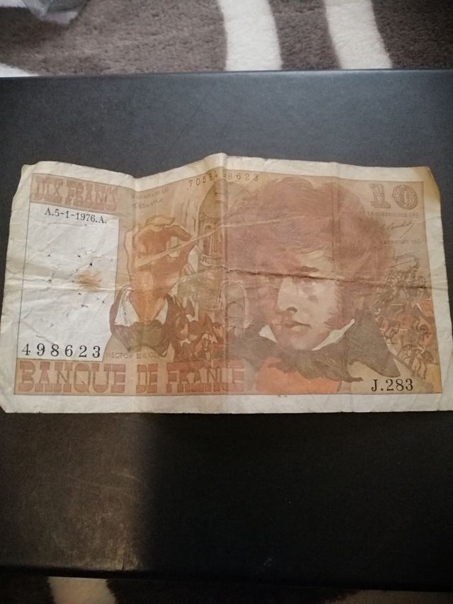 Billete de 10 francos franceses de 1976