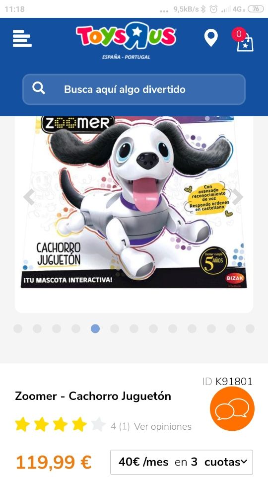 Juguete Zoomer Cachorro juguetón 