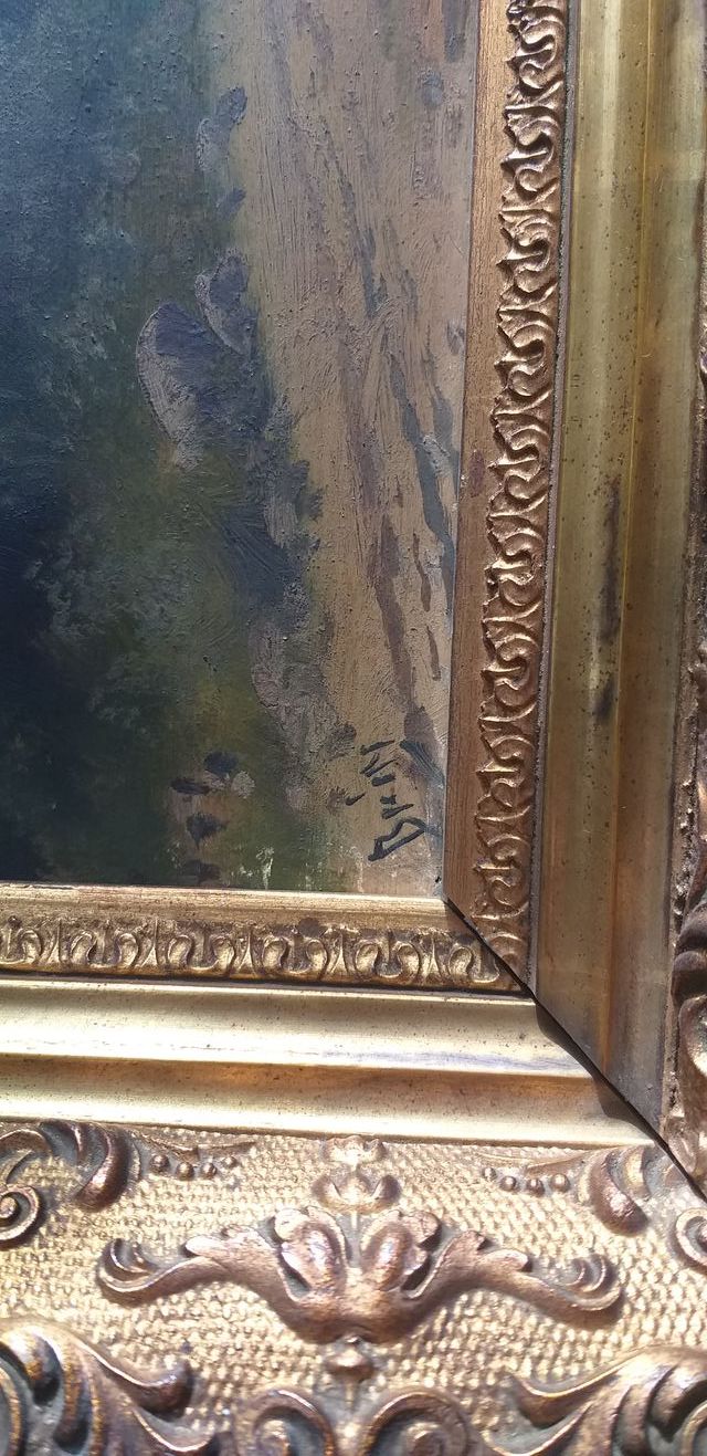 Pareja de cuadros, oleo sobre tablero. Emilio Brin