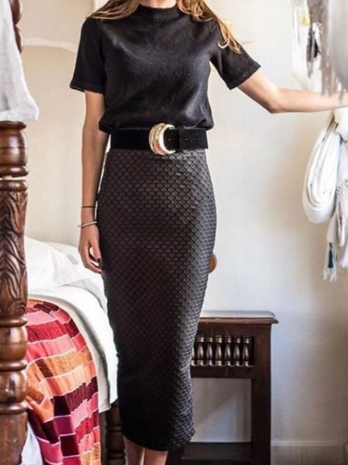 Lote falda de tubo negra a estrenar y top cadena