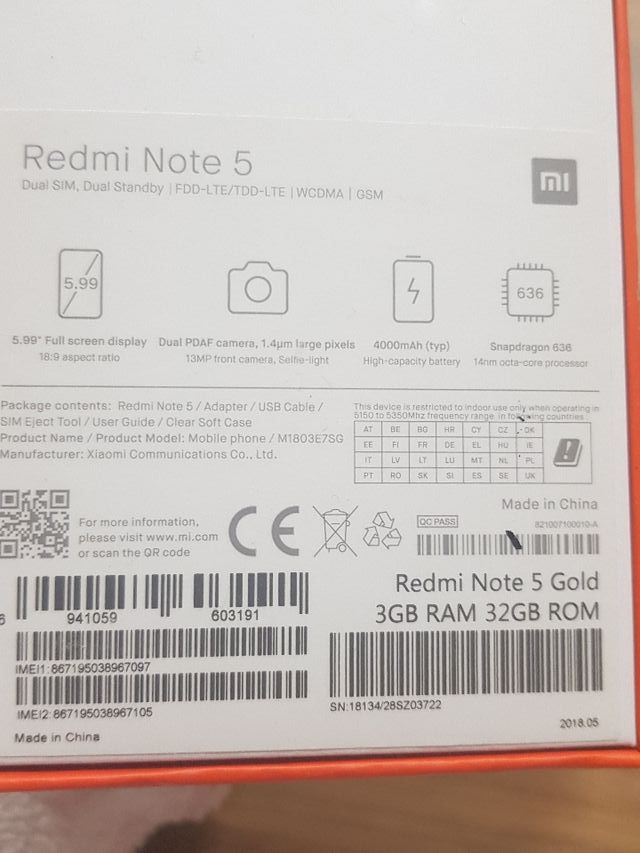 XIAOMI REDMI NOTE 5