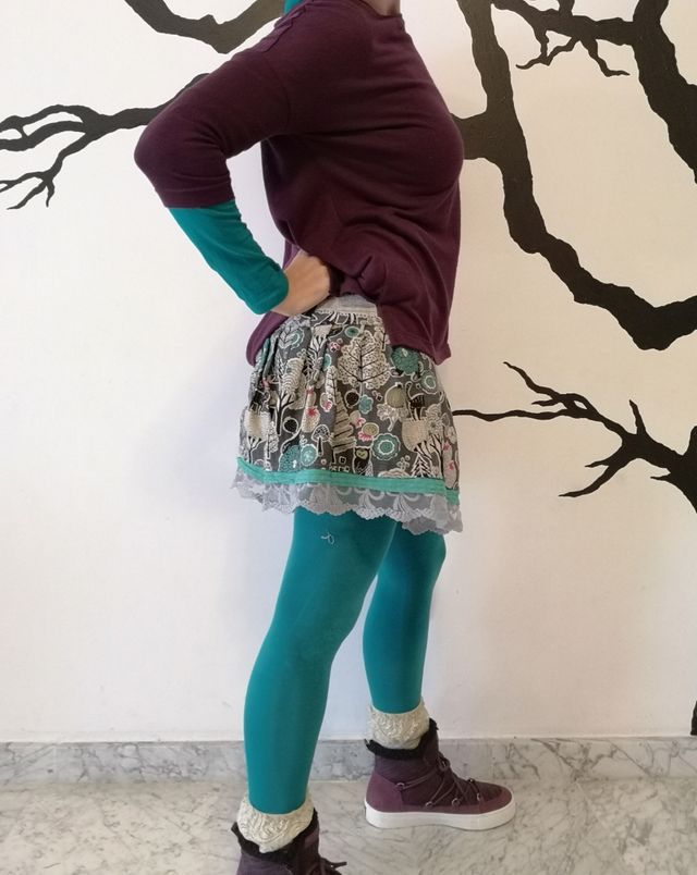 falda artesana original volante puntilla