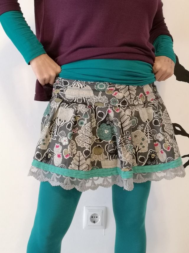 falda artesana original volante puntilla