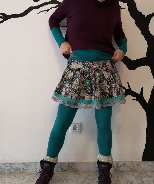 falda artesana original volante puntilla