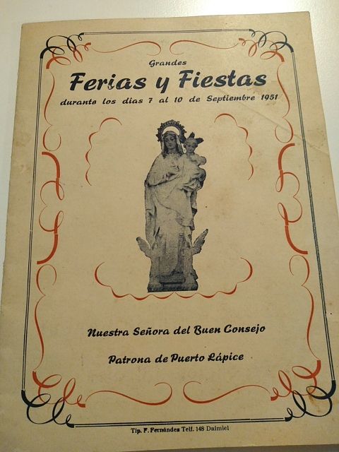 Programa de fiestas Puerto Lápice 1951