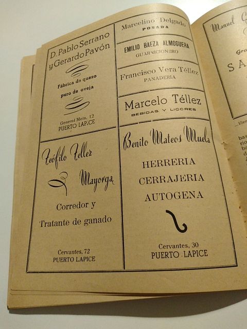 Programa de fiestas Puerto Lápice 1951