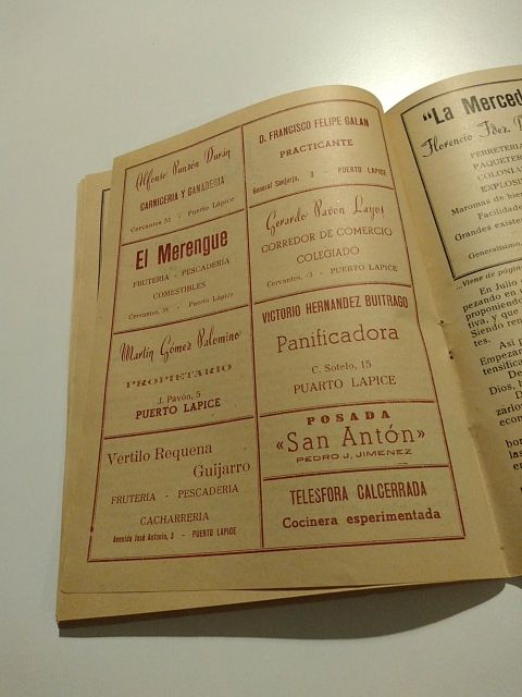 Programa de fiestas Puerto Lápice 1951