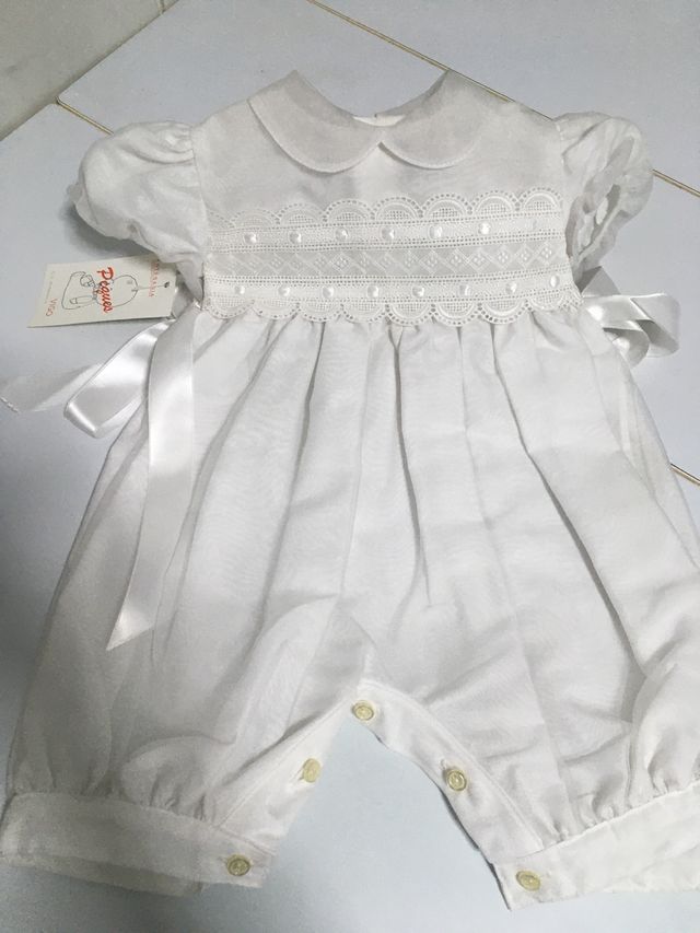 Pelele blanco organdí talla 3 meses