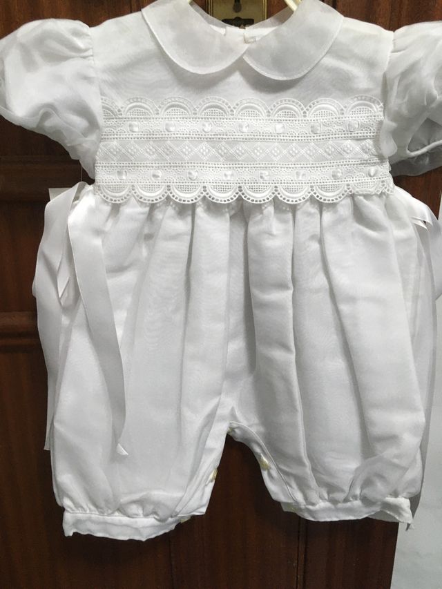 Pelele blanco organdí talla 3 meses