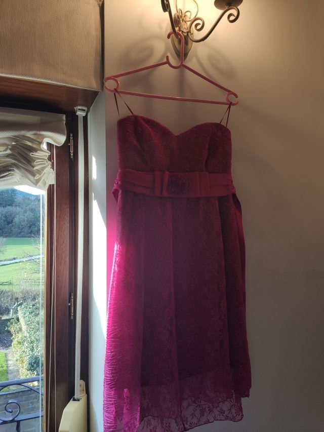 vestido de fiesta rosa palabra de honor