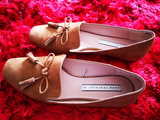 Zapatos en ante camel 36 Zara