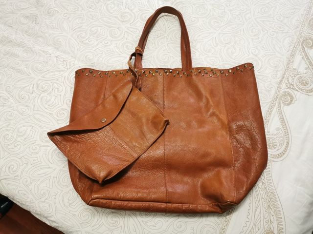 bolso piel camel