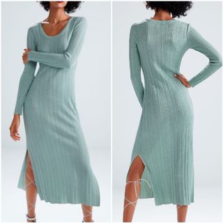 Vestido aguamarina lurex - ZARA