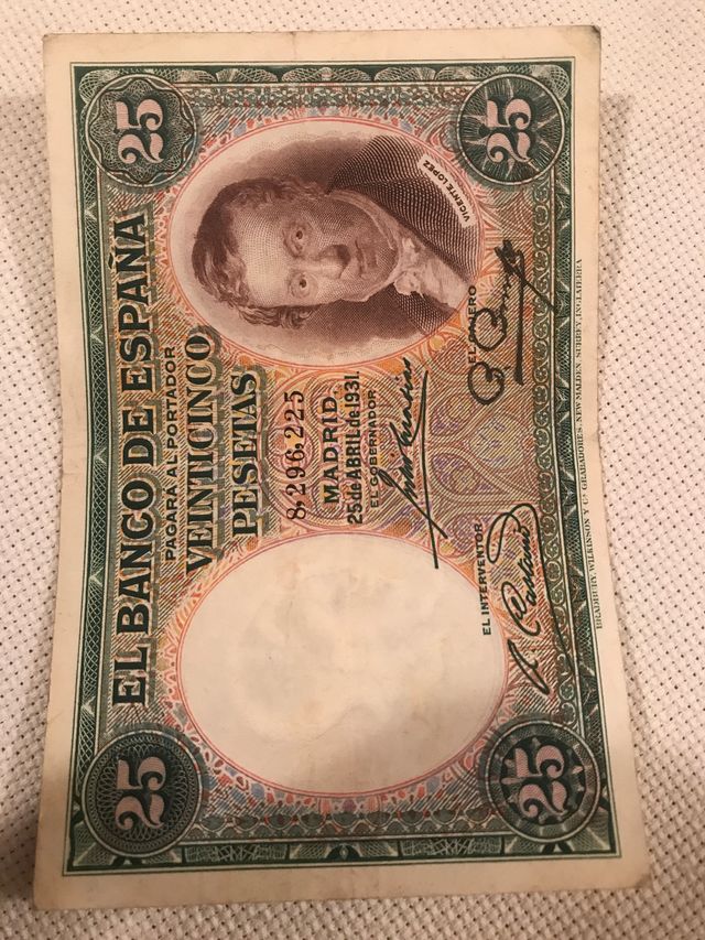 Moneda, Billetes, Veinticinco pesetas