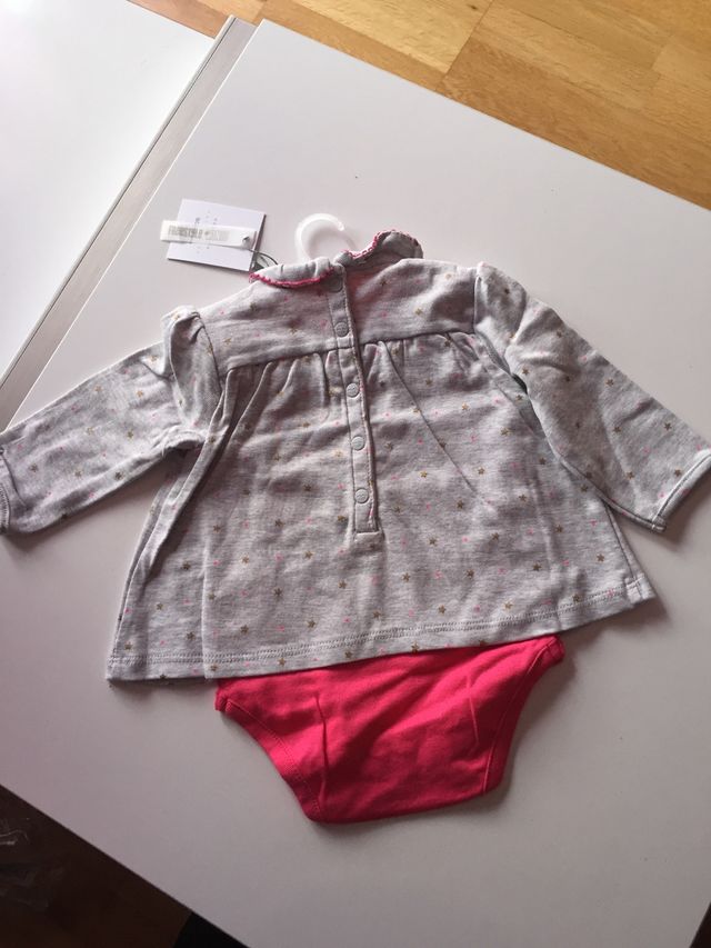 Camiseta con body nueva T6/12 m