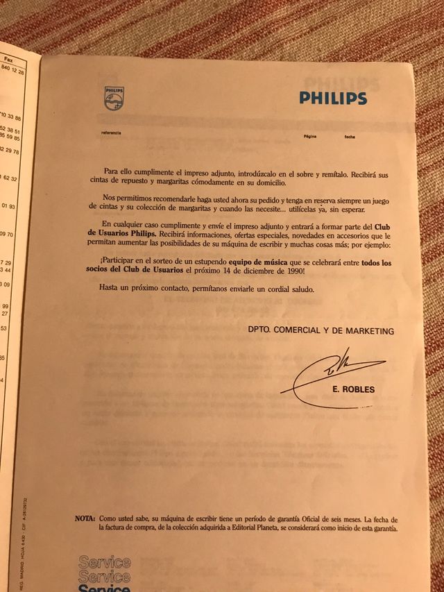 PHILPS MÁQUINA DE ESCRIBIR CON MANUAL