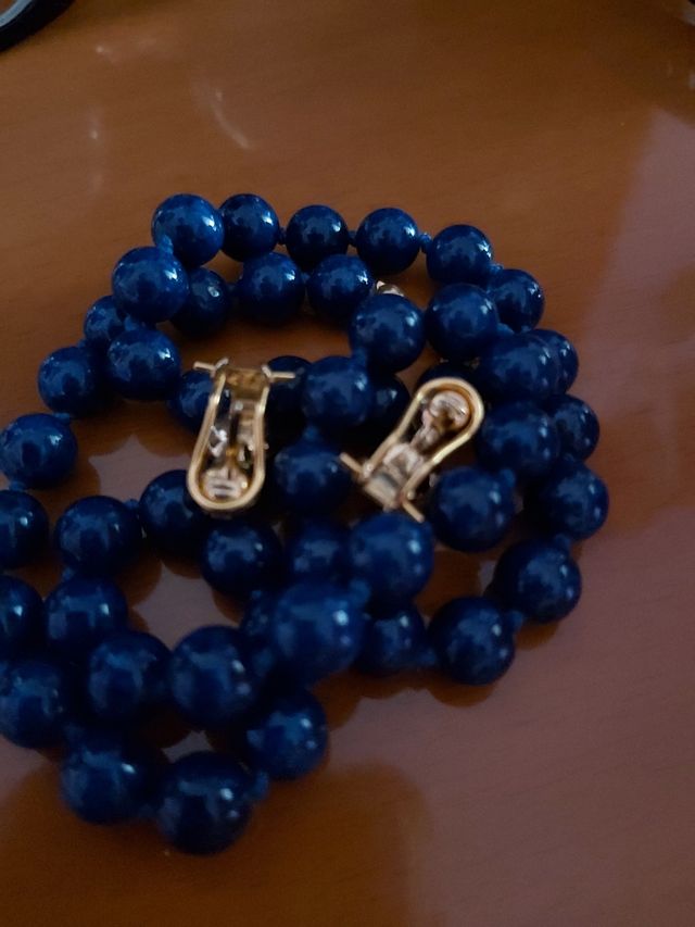 collar y pendientes de lapislafuli sintetico