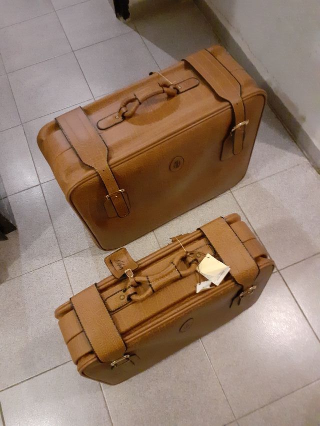 Juego maletas antiguas piel