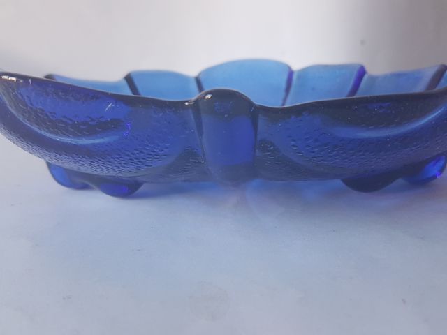 CENTRO CRISTAL HOJA AZUL COBALTO