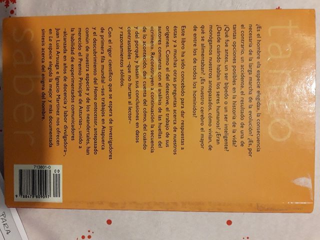 Libro La especie elegida. Juan Luís Arsuaga.