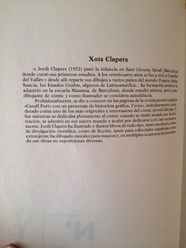 Camús nro.1, cómic. Xots Clapers,1988.