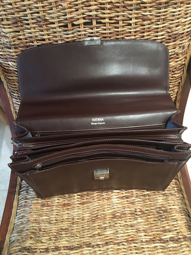 Maletín de piel marrón Katana