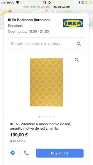 Alfombra amarilla Ikea de segunda mano por 65 € en Barcelona Alfombra amarilla Ikea de segunda mano por 65 € en Barcelona