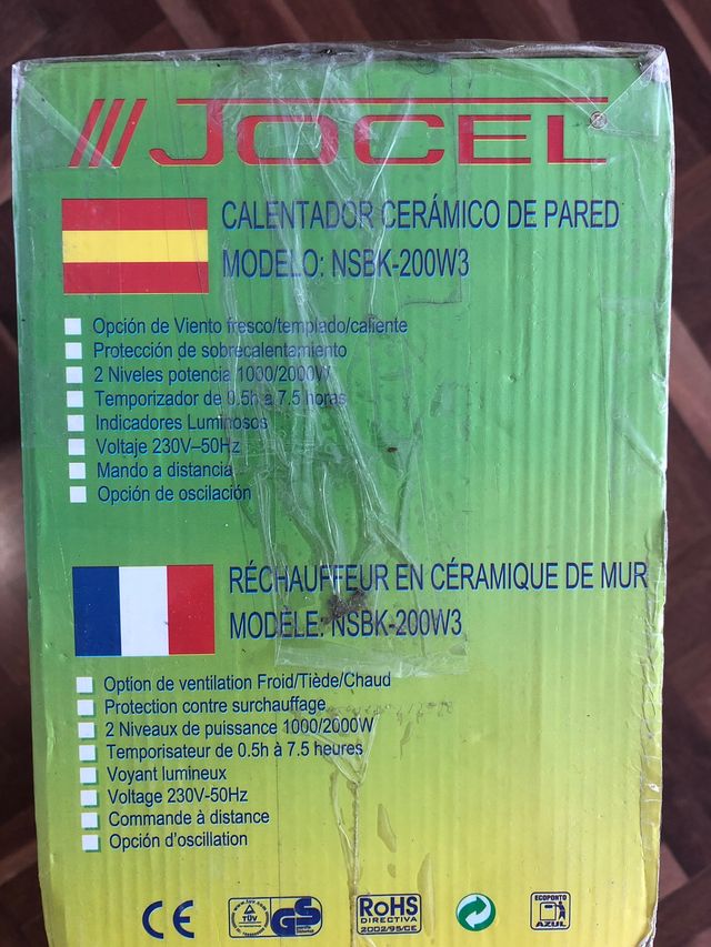 Calentador cerámico de pared Marca JOCEL