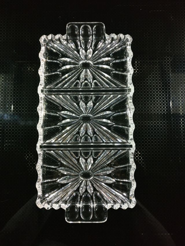Bandejas cristal tallado vintage 4ud