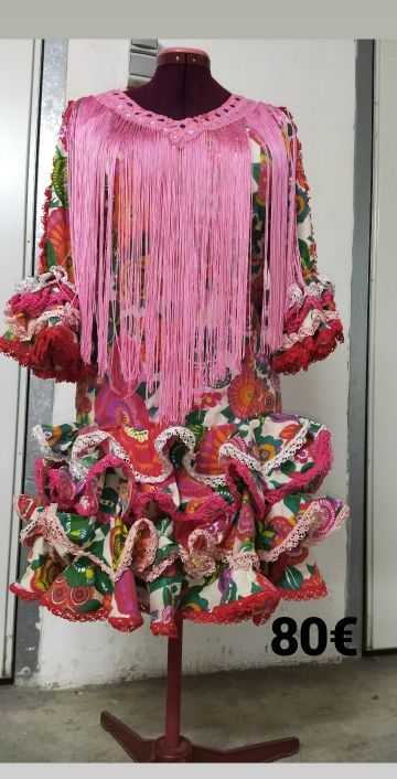 vestido flamenca XL/ talla 42.Elastico.Regalo toca