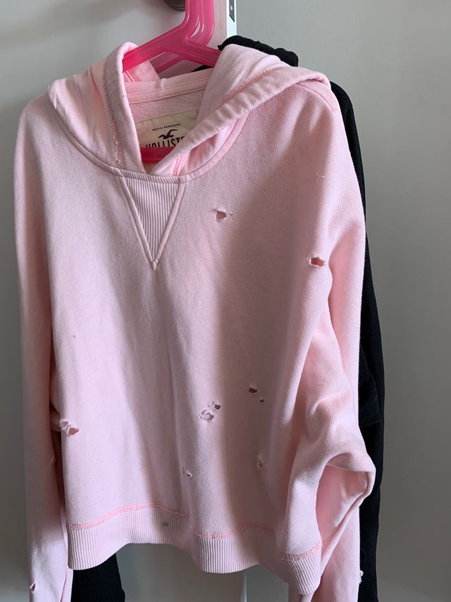 Dos sudaderas de Hollister t xs rosa y gris negro