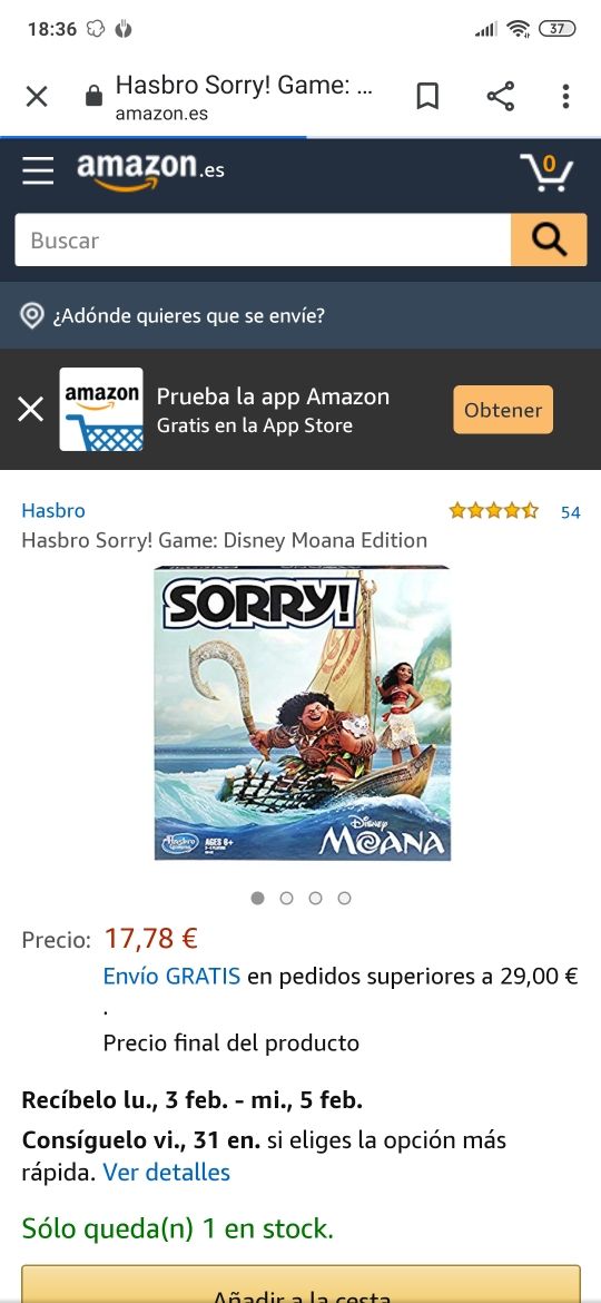 Sorry Disney juego de mesa